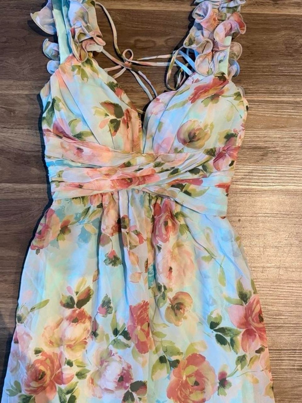 Betsy & Adam Light Blue Floral Maxi Skirt